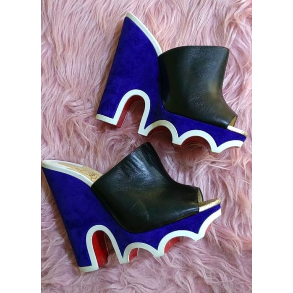 Christian Loubotins Wedge High Heels Size 36.5