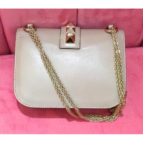 Velentino Beige Rockstud lock Flam Bag