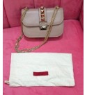 Velentino Beige Rockstud lock Flam Bag