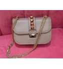 Velentino Beige Rockstud lock Flam Bag