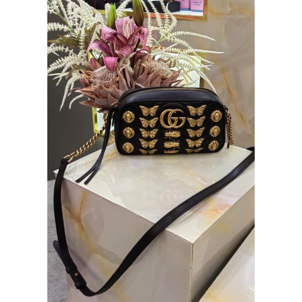 Black Gucci Shoulder Bag Accented With Gold Studs  - SOLD OUT 