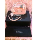 Chanel Pink Caviar Quilted Stripe Vanity Case