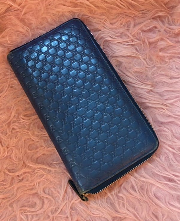 Bottega Veneta Blue Intrecciato Leather Wallet