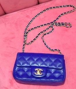 Chanel Satin Blue Mini Rectangular Flap Bag 