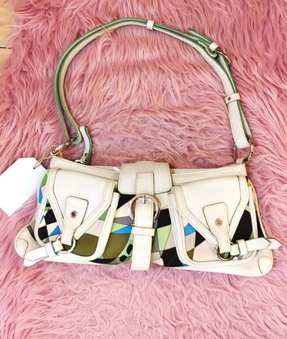 Balenciaga Leather Shoulder Bag White Accented 